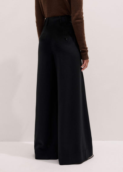 ME+EM Clothing Black Wool Ultra Wide-Leg Pleat Pant