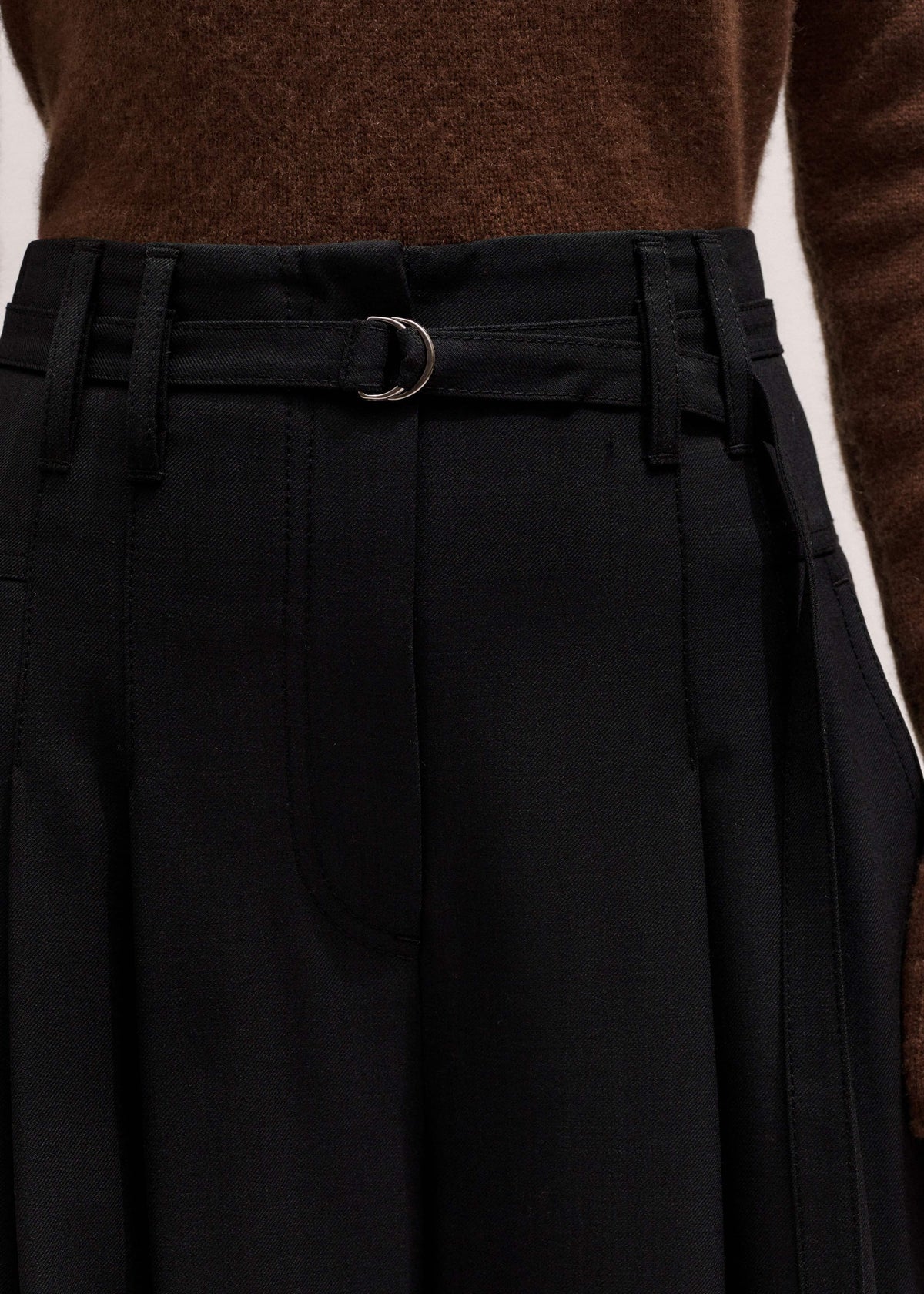 ME+EM Clothing Black Wool Ultra Wide-Leg Pleat Pant
