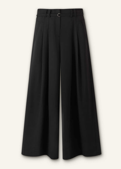 ME+EM Clothing Black Wool Ultra Wide-Leg Pleat Pant