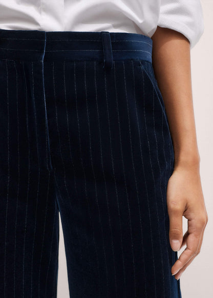 ME+EM Clothing Navy Wool Pinstripe Wide-Leg Pant
