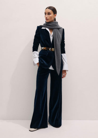 ME+EM Clothing Navy Wool Pinstripe Wide-Leg Pant