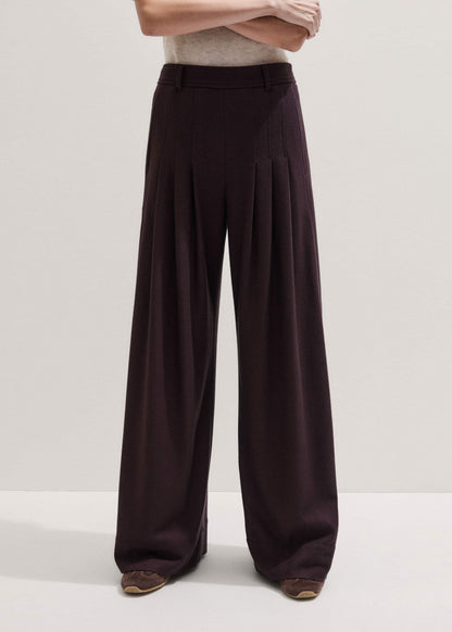 ME+EM Clothing Red Wool Multi Pleat Wide-Leg Pant