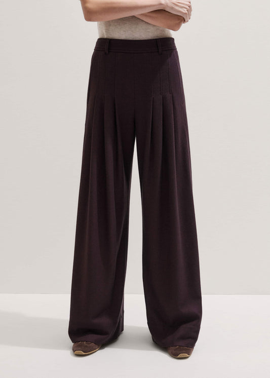 ME+EM Clothing Red Wool Multi Pleat Wide-Leg Pant