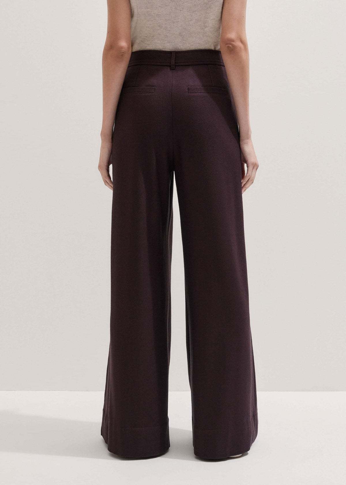 ME+EM Clothing Red Wool Multi Pleat Wide-Leg Pant
