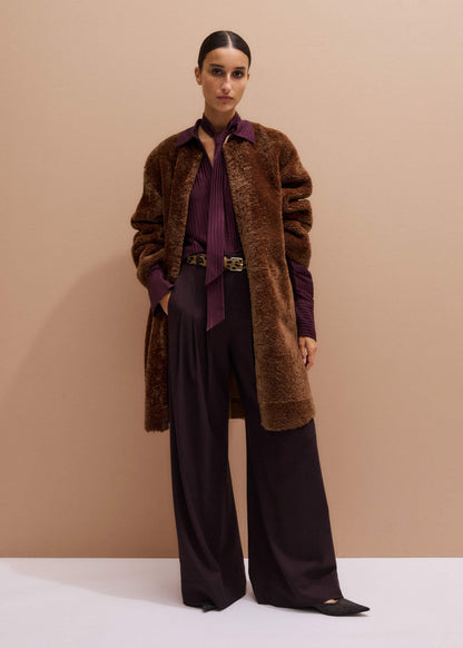ME+EM Clothing Red Wool Multi Pleat Wide-Leg Pant