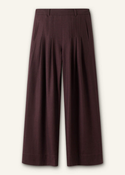 ME+EM Clothing Red Wool Multi Pleat Wide-Leg Pant