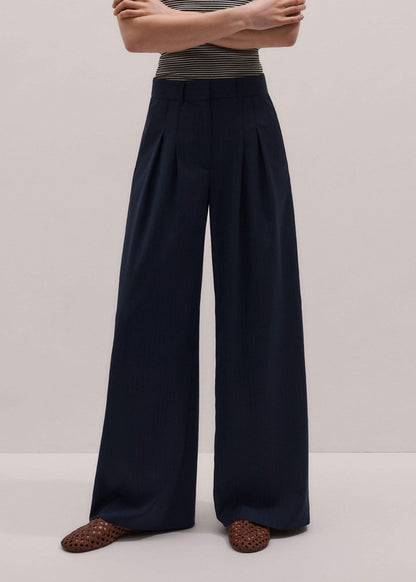ME+EM Clothing Navy Pinstripe Pleat Front Man Pant