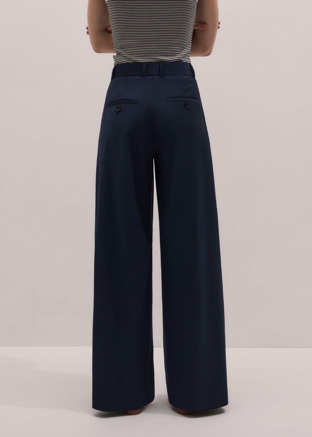 ME+EM Clothing Navy Pinstripe Pleat Front Man Pant