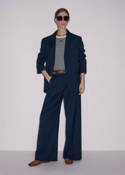 ME+EM Clothing Navy Pinstripe Pleat Front Man Pant