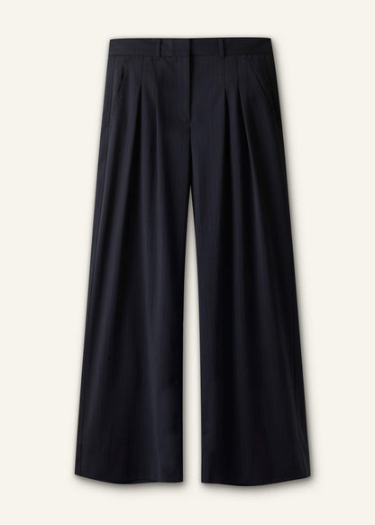 ME+EM Clothing Navy Pinstripe Pleat Front Man Pant