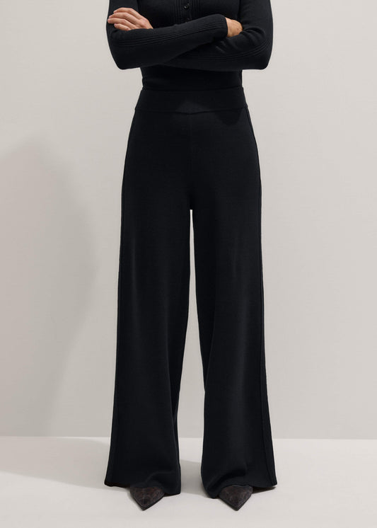 ME+EM Clothing Black Silk Knit Evening Palazzo Pant