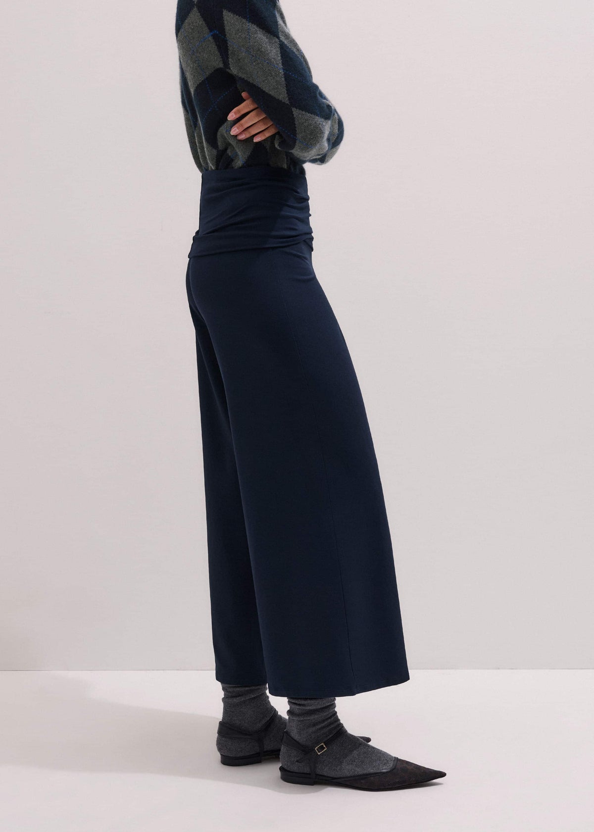 ME+EM Clothing Crop Palazzo Pant - Dark Navy Travel Pants |Vacation Shop