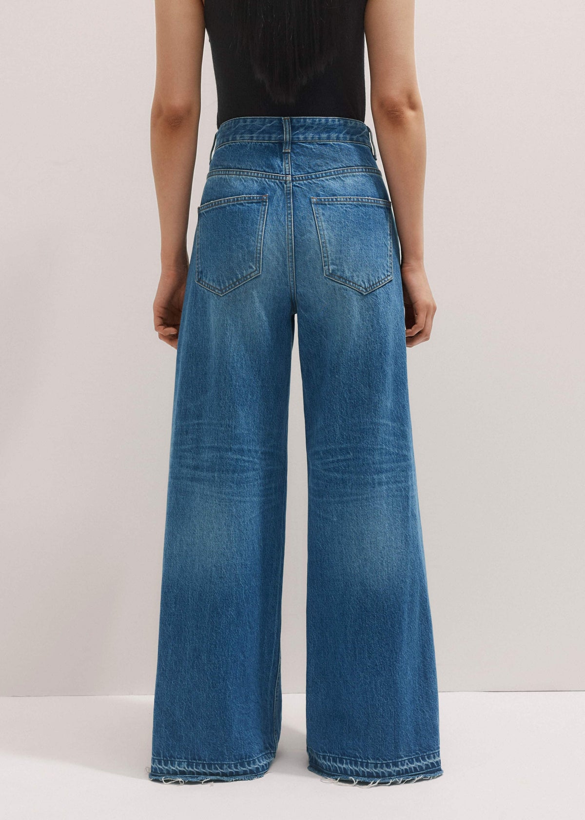 ME+EM Clothing Blue Distressed Ultimate Wide-Leg Jean