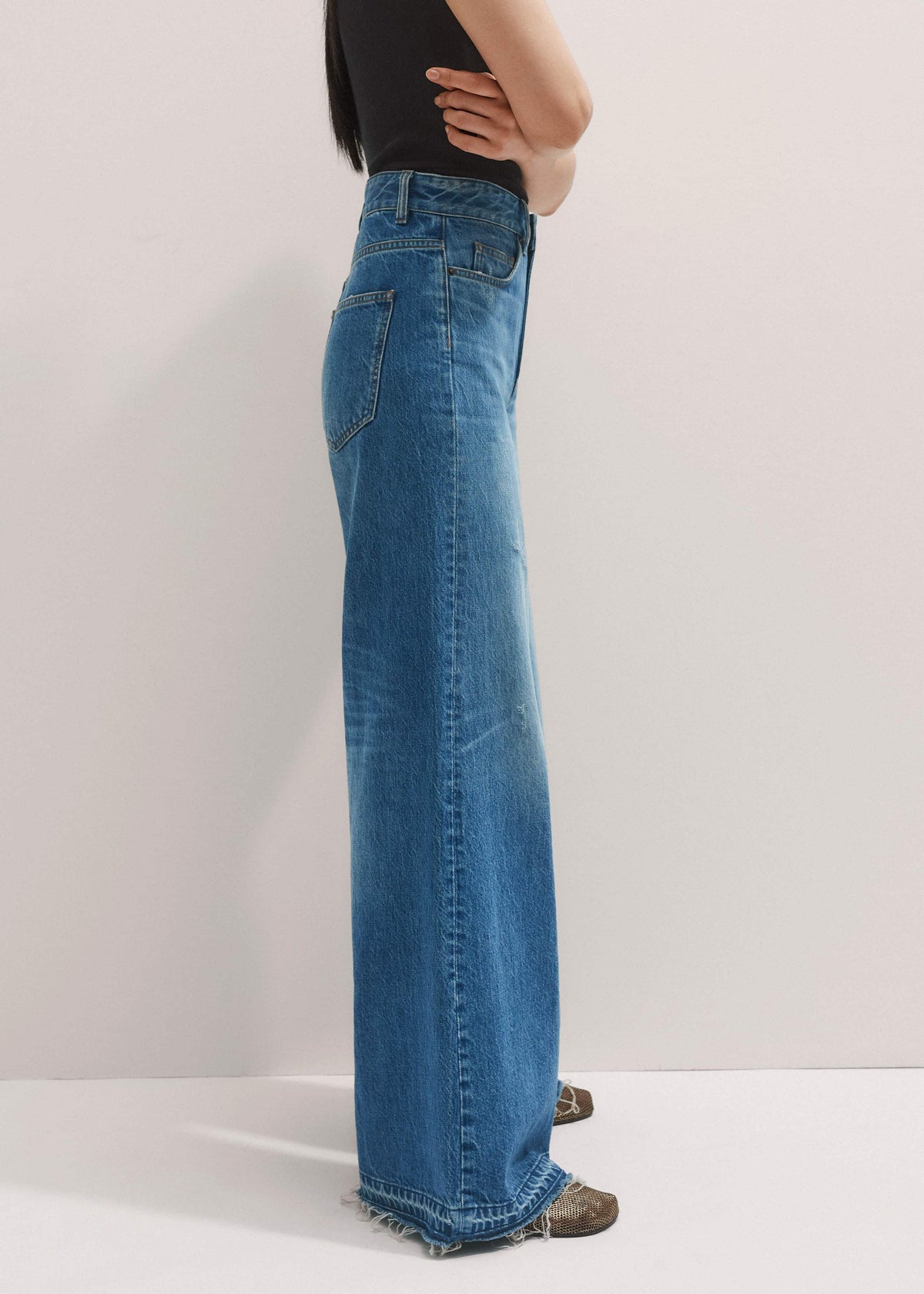 ME+EM Clothing Blue Distressed Ultimate Wide-Leg Jean