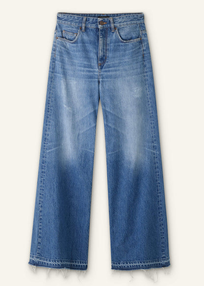 ME+EM Clothing Blue Distressed Ultimate Wide-Leg Jean