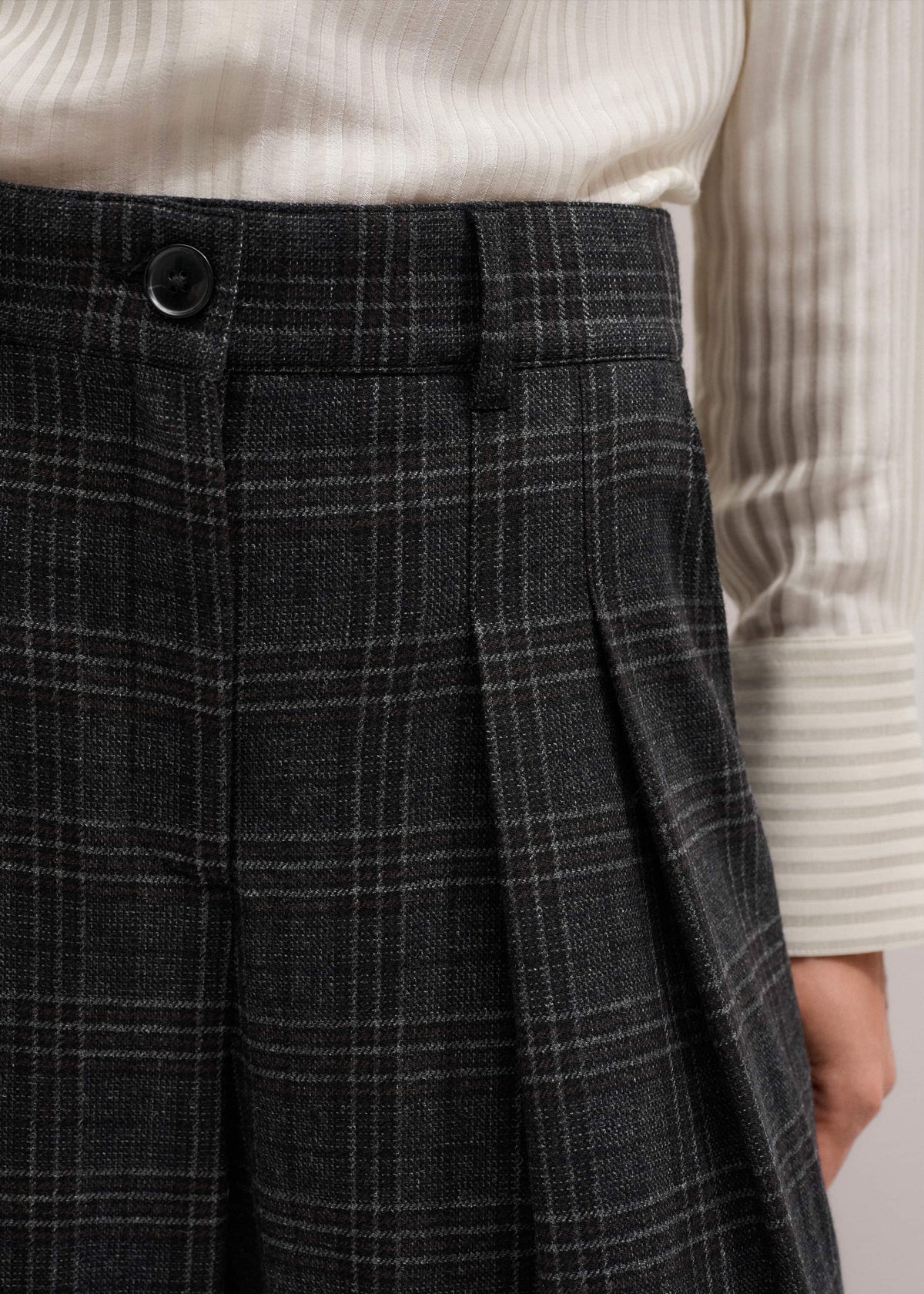 ME+EM Clothing Gray Wool Wide-Leg Double Pleat Trouser