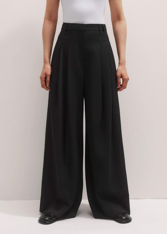 ME+EM Clothing Black Wide-Leg Pleat Pant