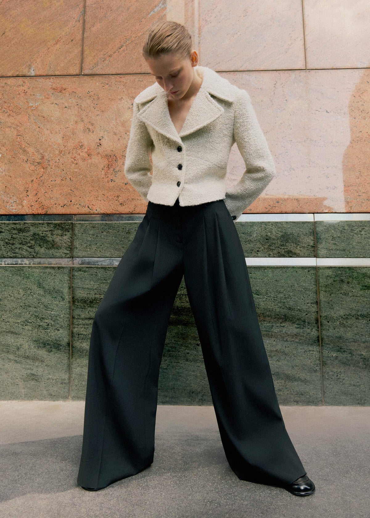 ME+EM Clothing Black Wide-Leg Pleat Pant