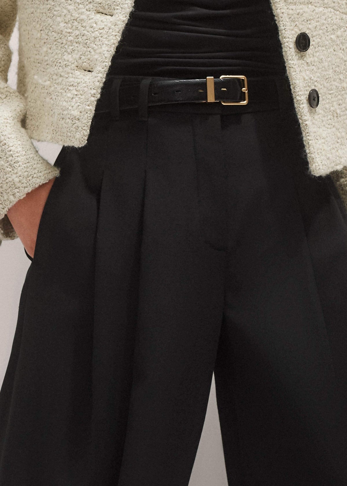 ME+EM Clothing Black Wide-Leg Pleat Pant