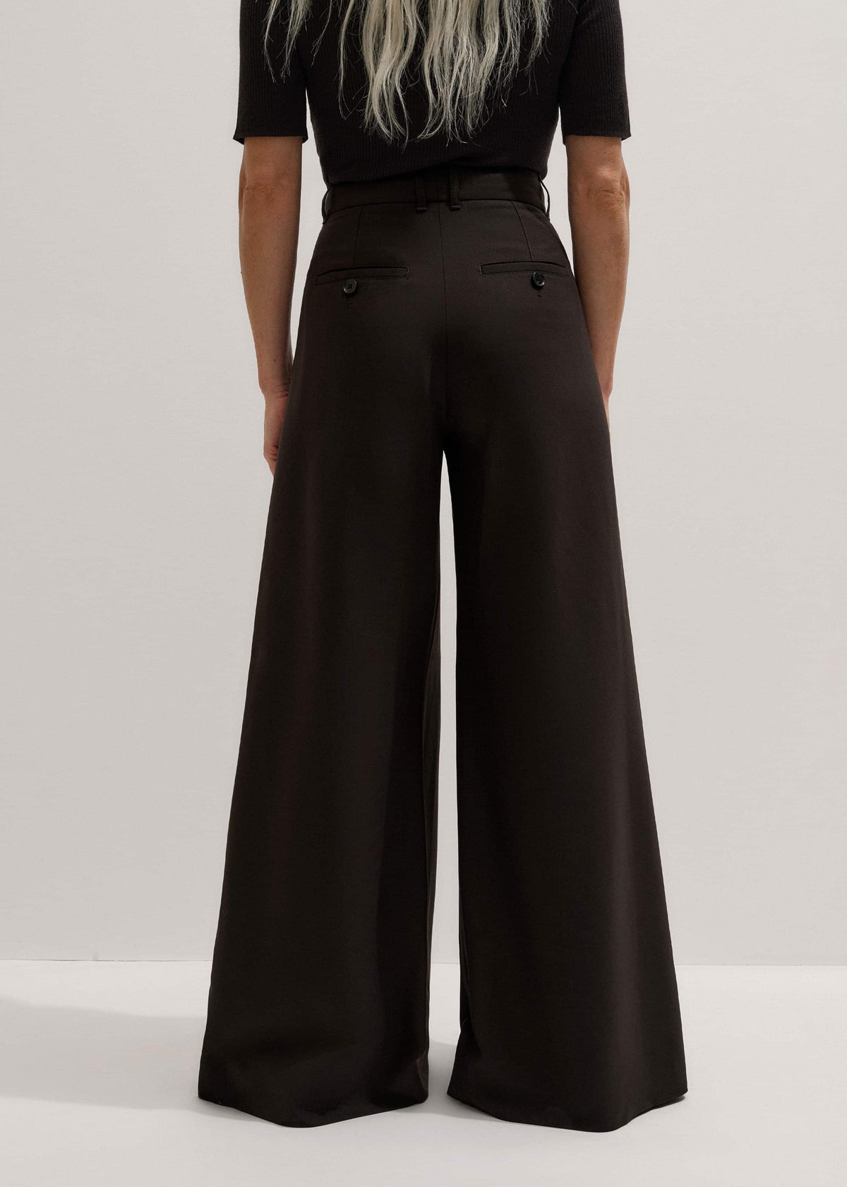 ME+EM Clothing Brown Wool Ultimate Pleat-Front Wide-Leg Pant