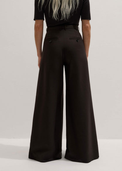 ME+EM Clothing Brown Wool Ultimate Pleat-Front Wide-Leg Pant