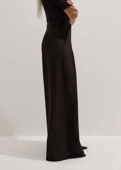 ME+EM Clothing Brown Wool Ultimate Pleat-Front Wide-Leg Pant