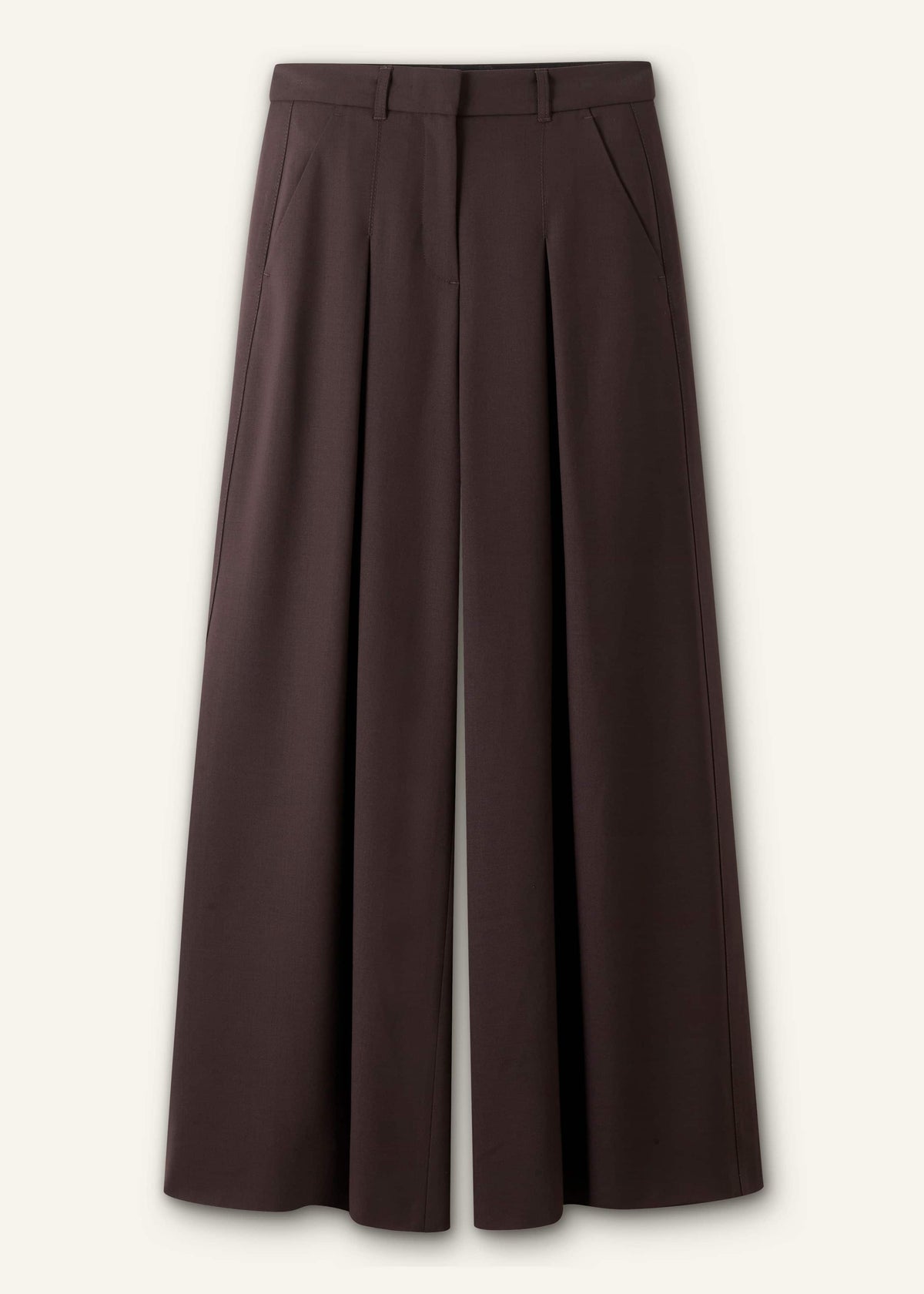 ME+EM Clothing Brown Wool Ultimate Pleat-Front Wide-Leg Pant