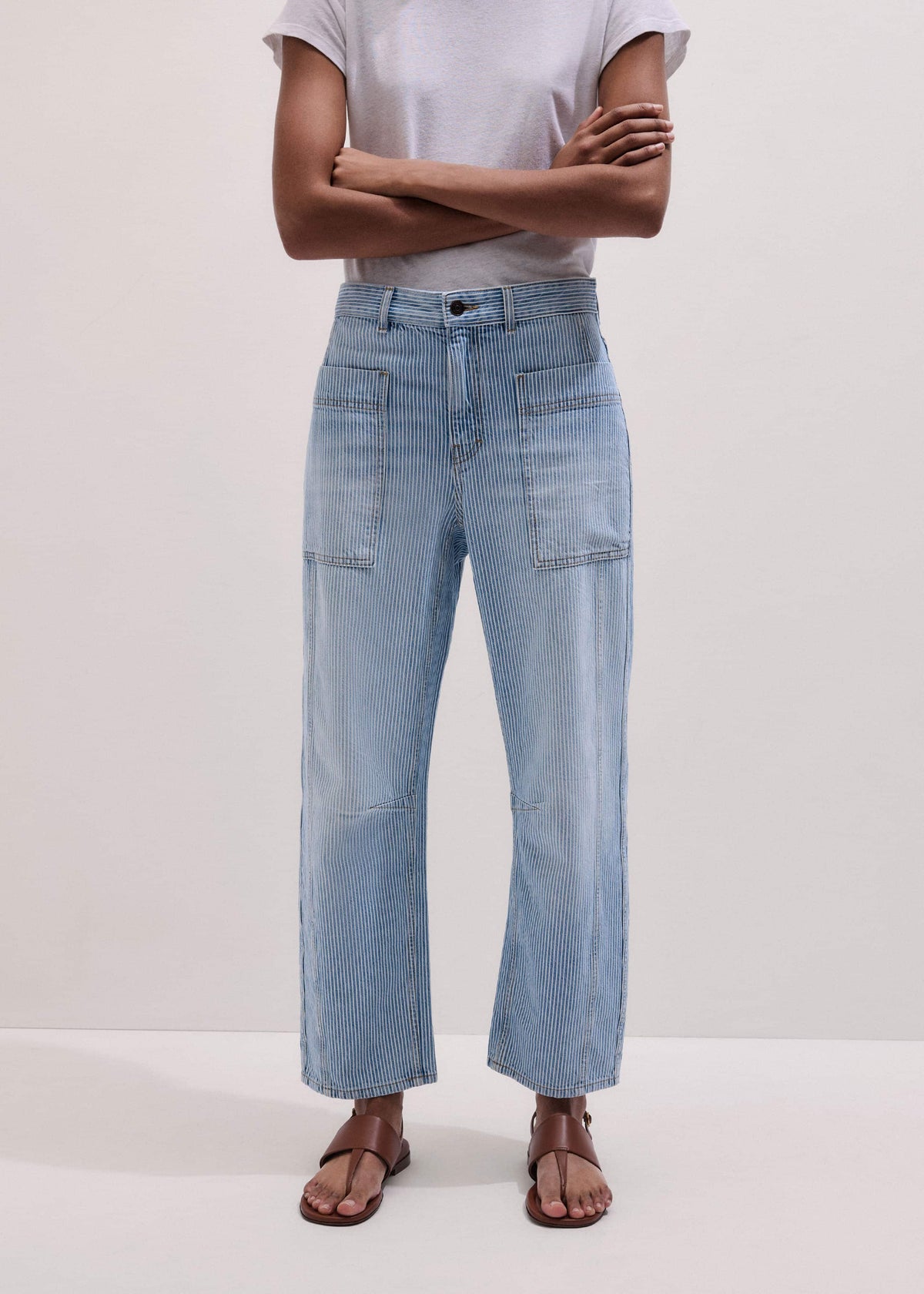 ME+EM Clothing Blue Micro Stripe Engineered Leg Jean