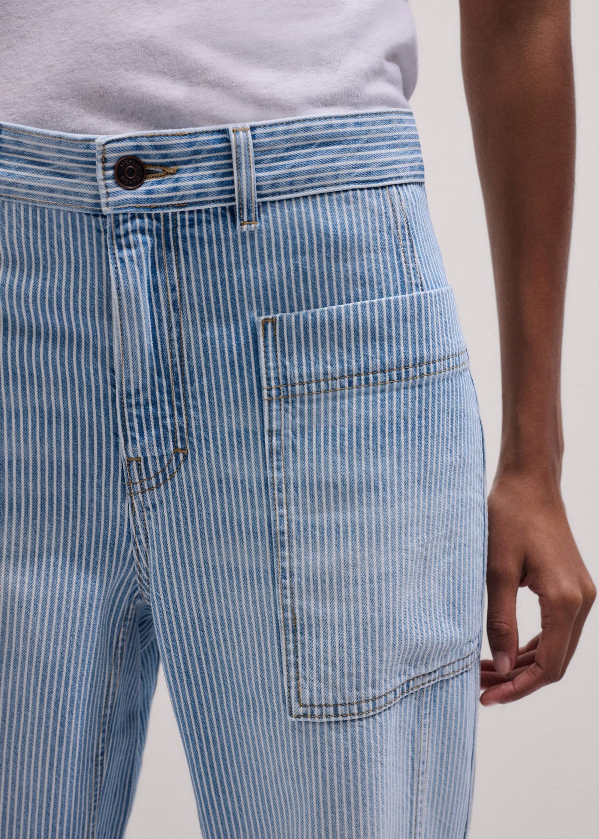 ME+EM Clothing Blue Micro Stripe Engineered Leg Jean