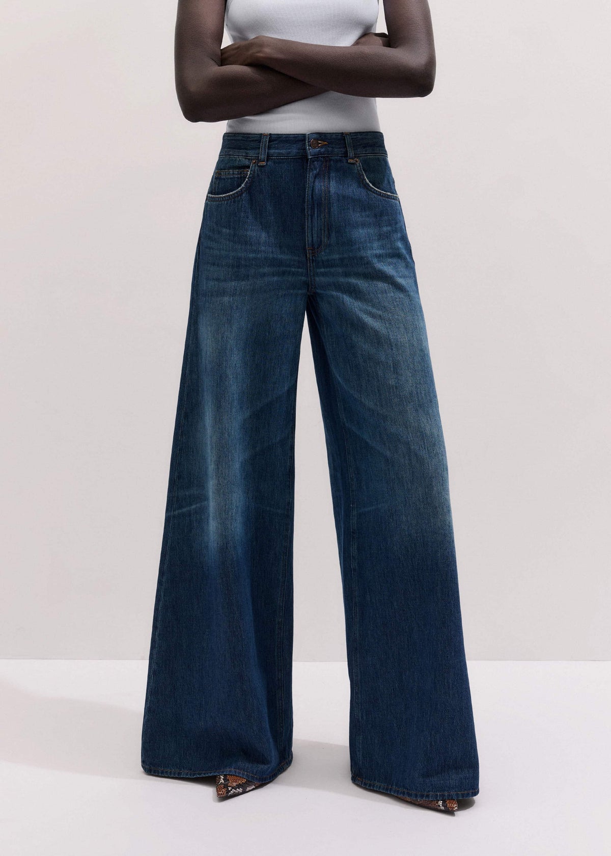 ME+EM Clothing Mid Blue Super Wide Baggy Jean