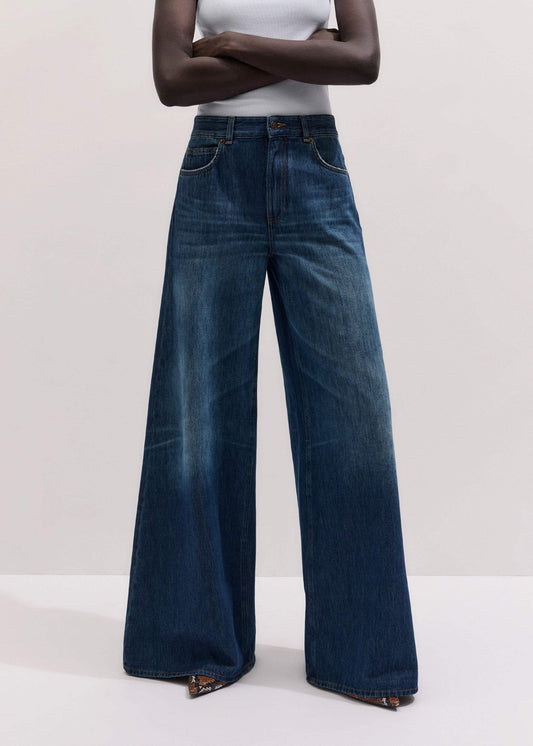ME+EM Clothing Mid Blue Super Wide Baggy Jean