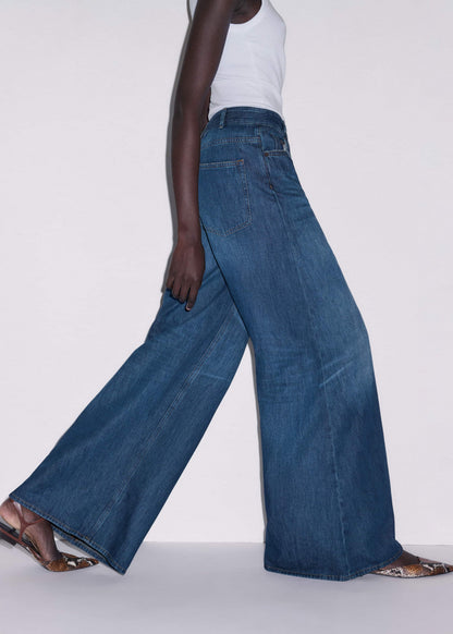 ME+EM Clothing Mid Blue Super Wide Baggy Jean
