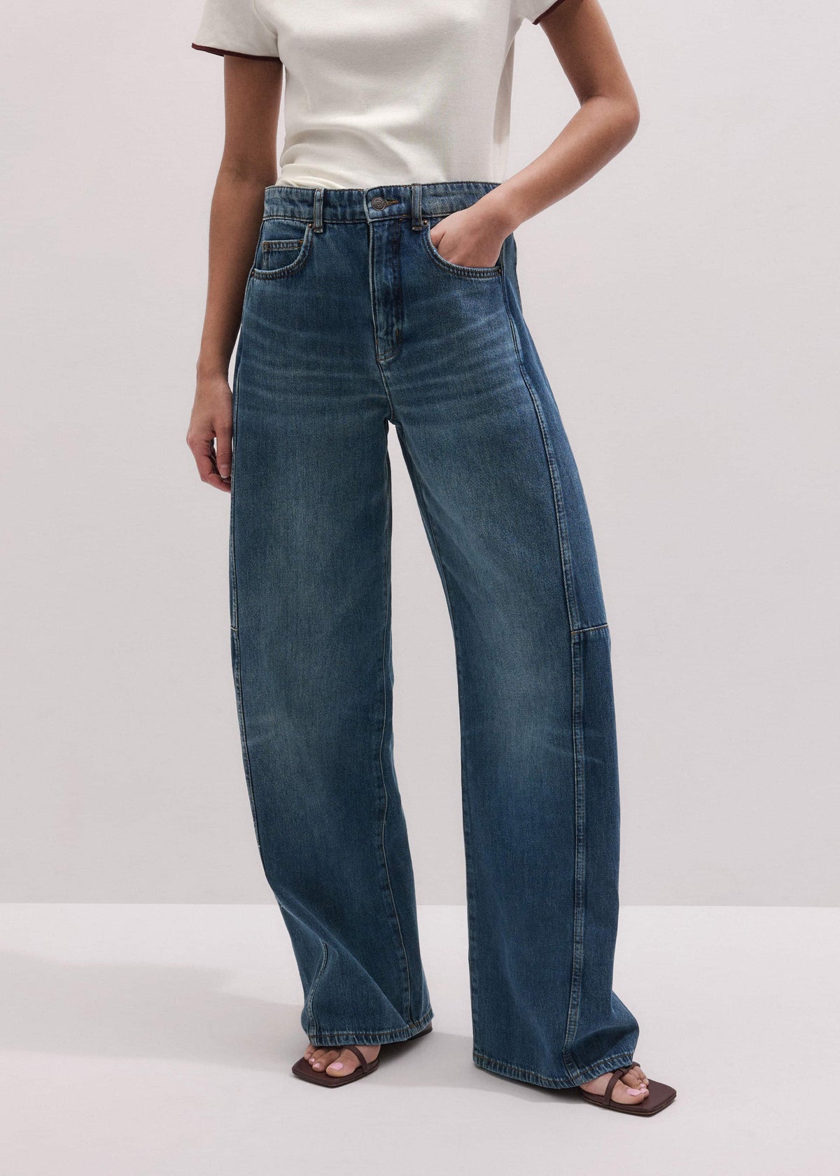 ME+EM Clothing Mid Blue Exaggerated Tapered Jean