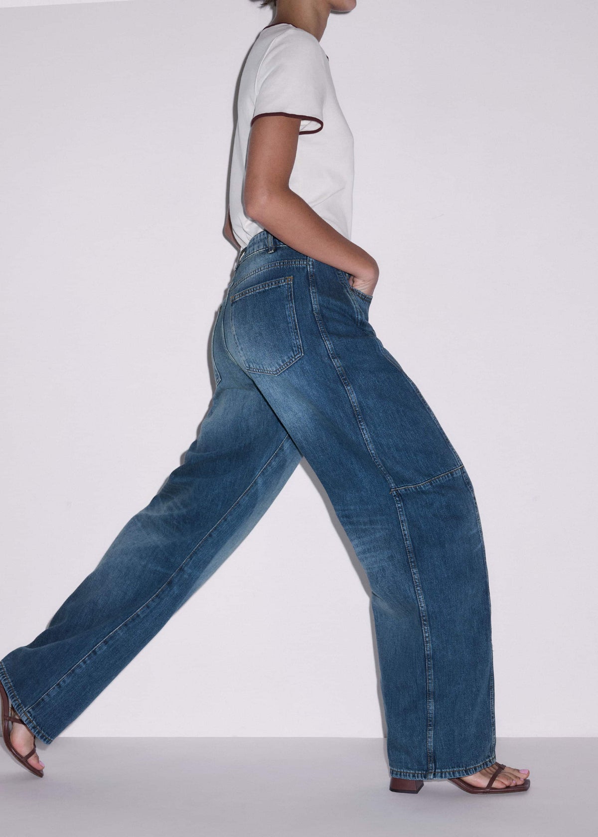 ME+EM Clothing Mid Blue Exaggerated Tapered Jean
