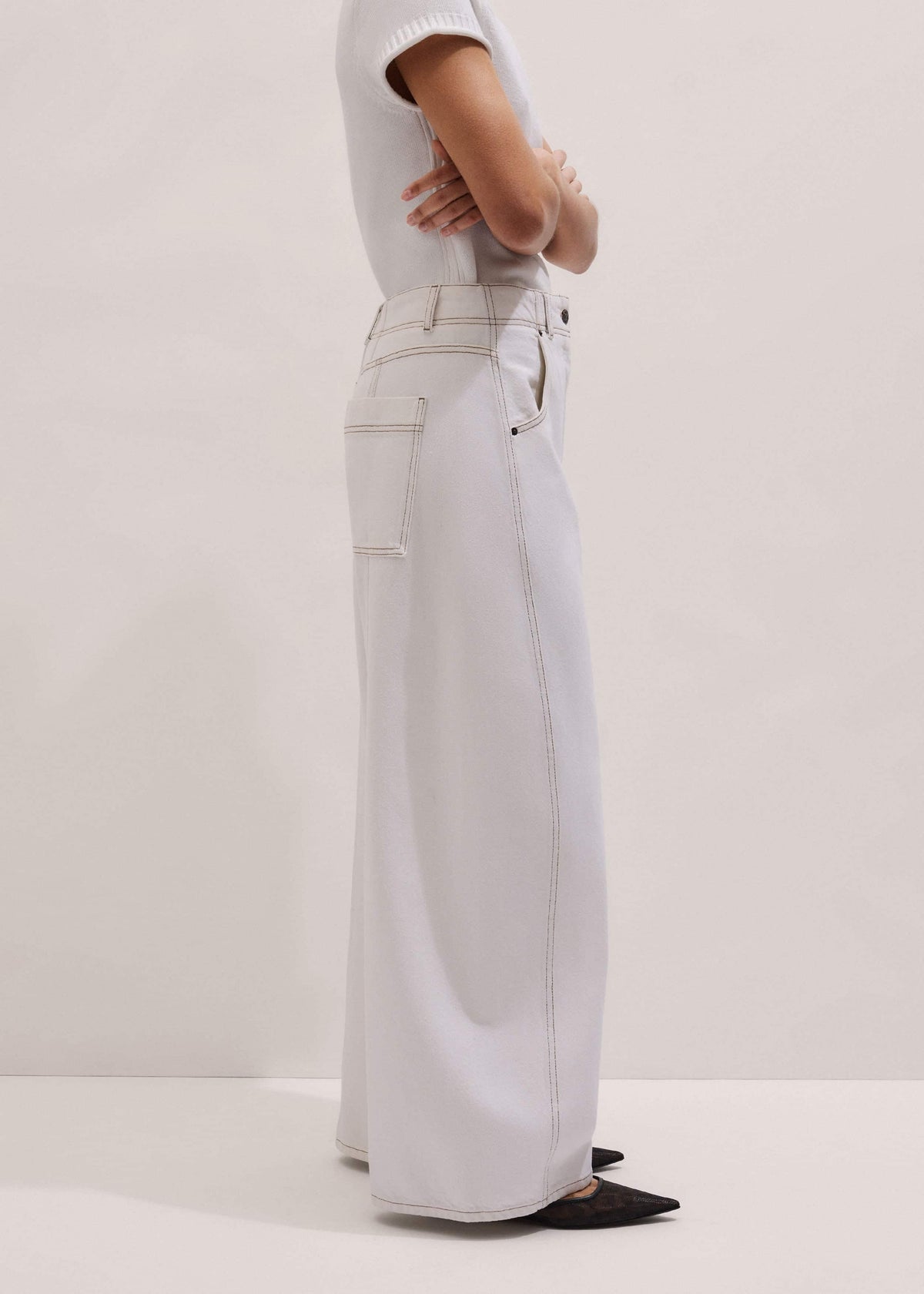 ME+EM Clothing White Relaxed Engineered Jean