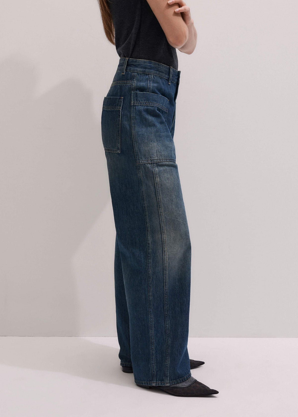 ME+EM Clothing Blue Patch Pocket Baggy Jean