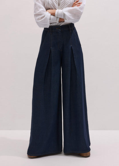 ME+EM Clothing Dark Blue Pleat Very Wide Pant
