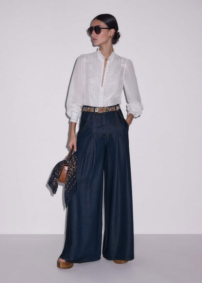 ME+EM Clothing Dark Blue Pleat Very Wide Pant