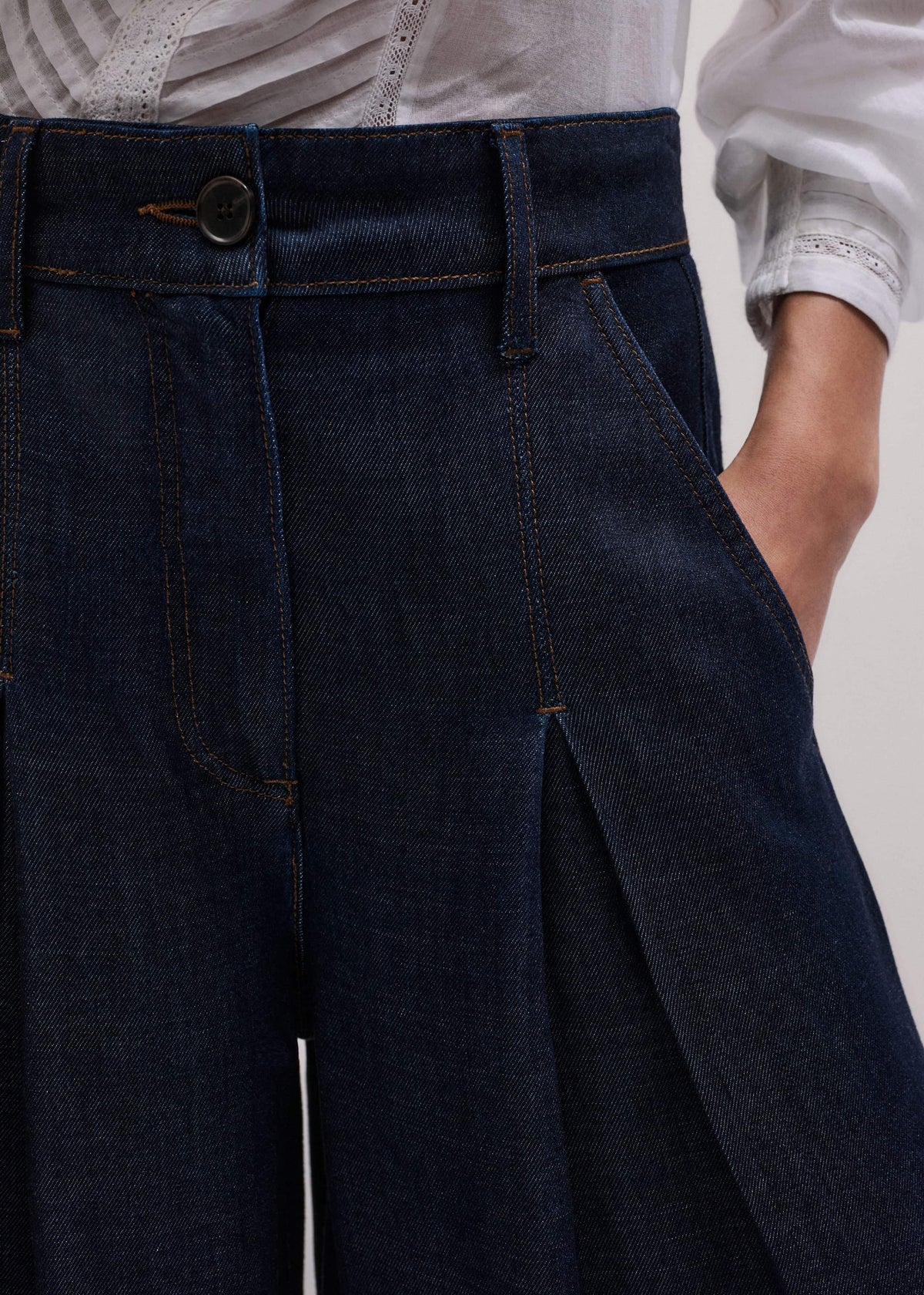 ME+EM Clothing Dark Blue Pleat Very Wide Pant
