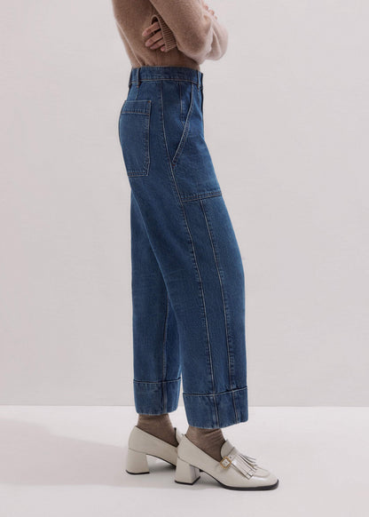 ME+EM Clothing Dark Wash Turn-Up Straight Jean