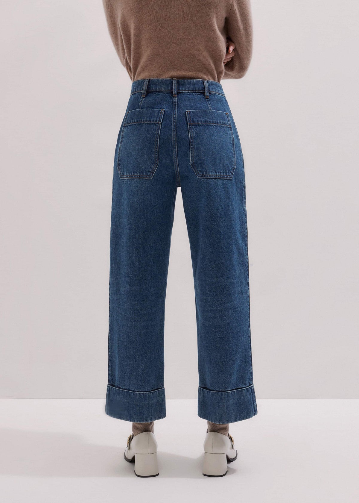 ME+EM Clothing Dark Wash Turn-Up Straight Jean