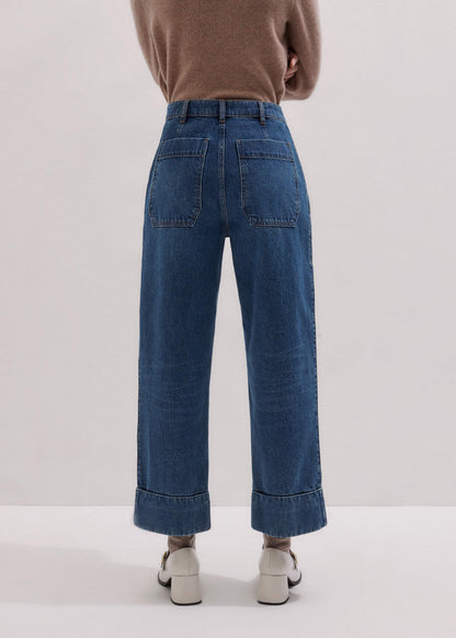 ME+EM Clothing Dark Wash Turn-Up Straight Jean