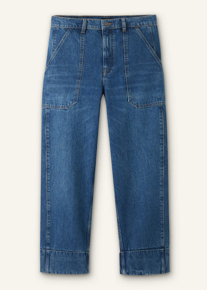 ME+EM Clothing Dark Wash Turn-Up Straight Jean