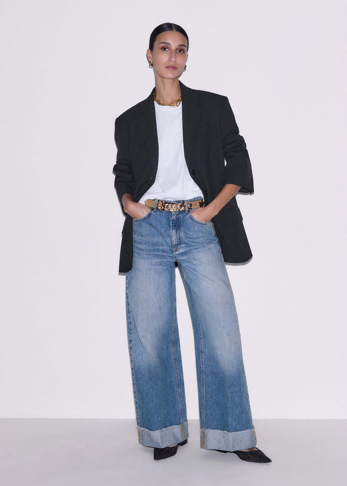 ME+EM Clothing Mid Blue Straight Ankle Grazer Jean