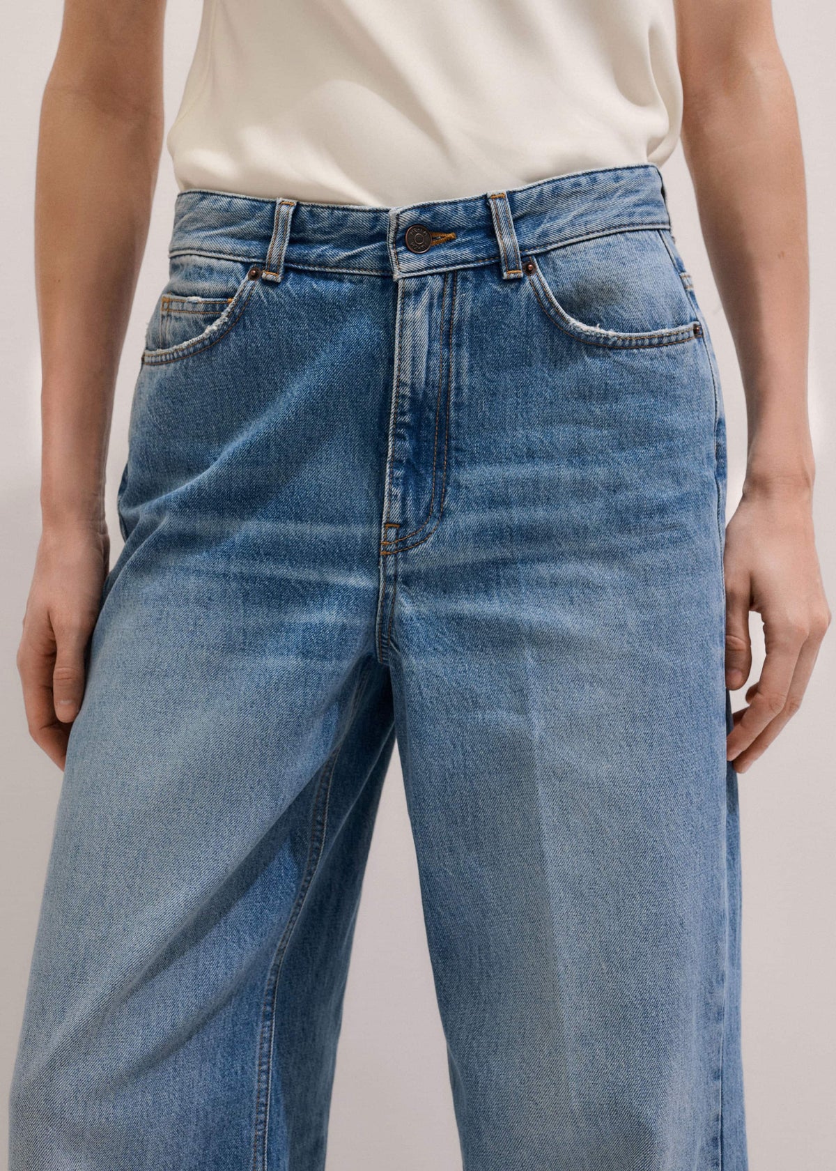ME+EM Clothing Mid Blue Straight Ankle Grazer Jean