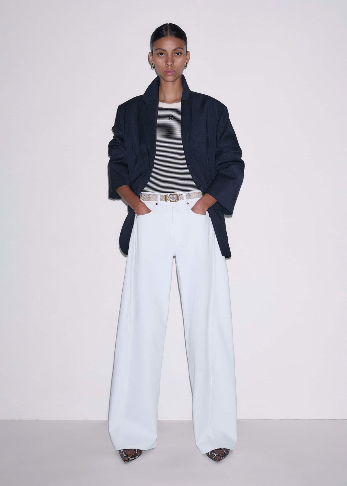 ME+EM Clothing White Exaggerated Taper Jean