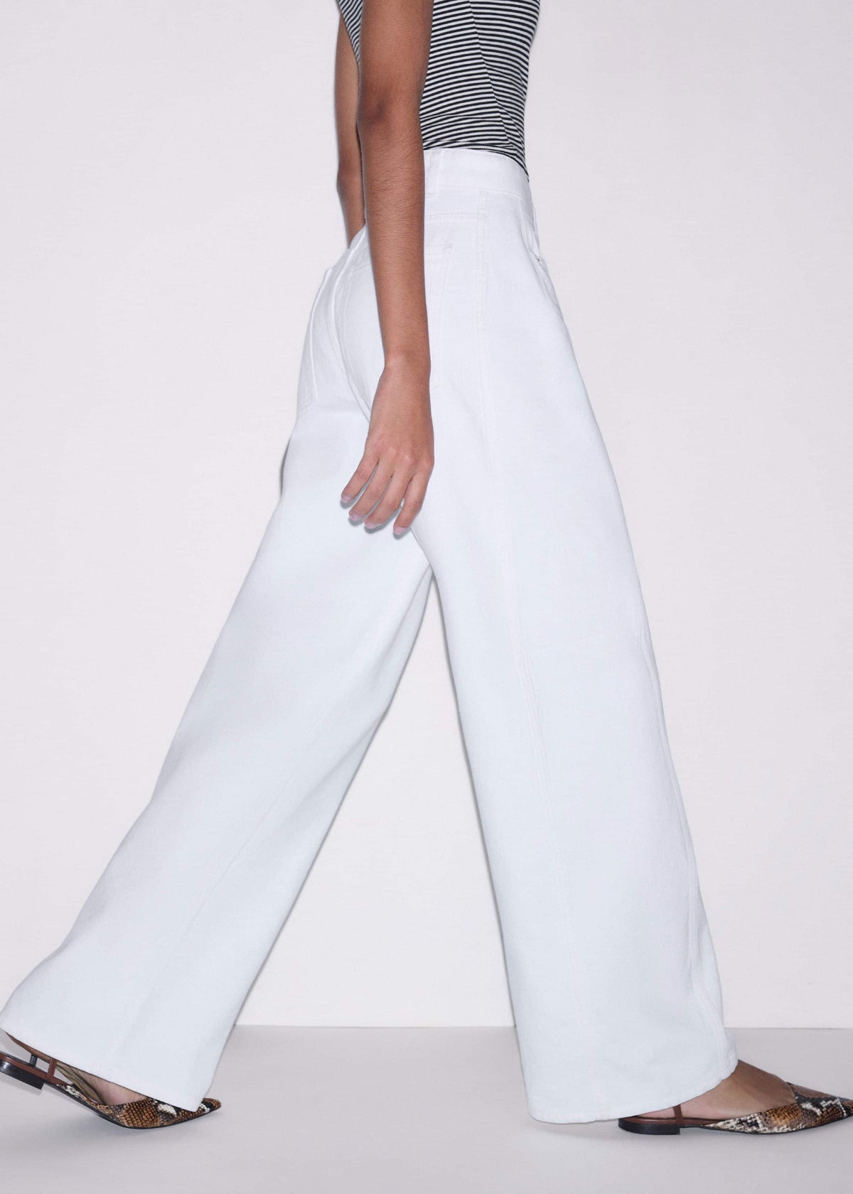 ME+EM Clothing White Exaggerated Taper Jean