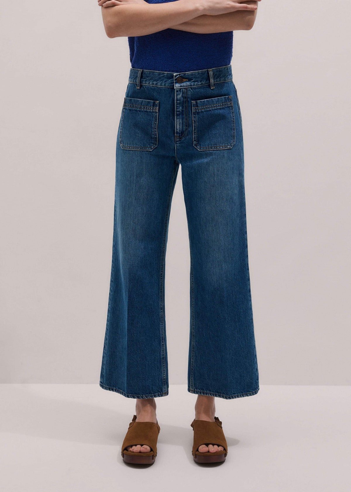 ME+EM Clothing Blue Leg Elongator Crop Jean