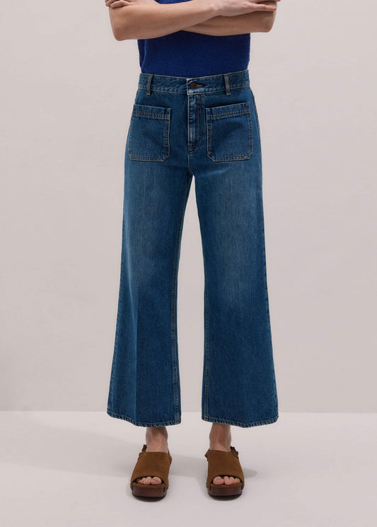 ME+EM Clothing Blue Leg Elongator Crop Jean