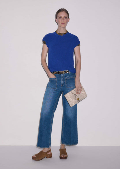 ME+EM Clothing Blue Leg Elongator Crop Jean